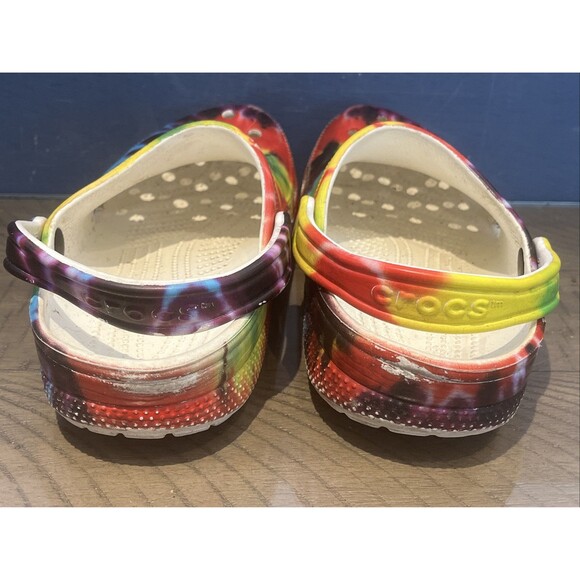 CROCS Classic Unisex Tie Dye Rainbow Clogs PRIDE Graphic Sandals Mens 9 Wmns 11 - Picture 3 of 8